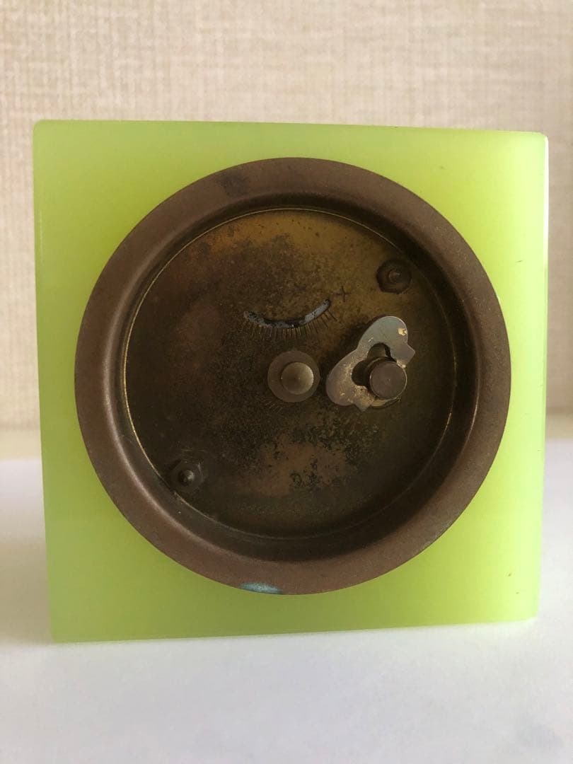 精工舎 ウランガラス置き時計 アンティーク レトロ 骨董品 置き時計