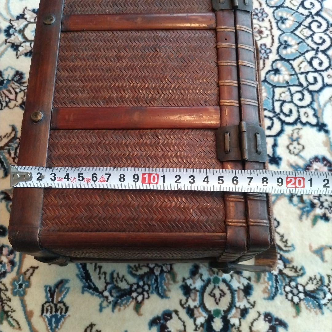 時代物 中国 持ち手付 籠 茶箱 茶道具 提籃 アンティーク