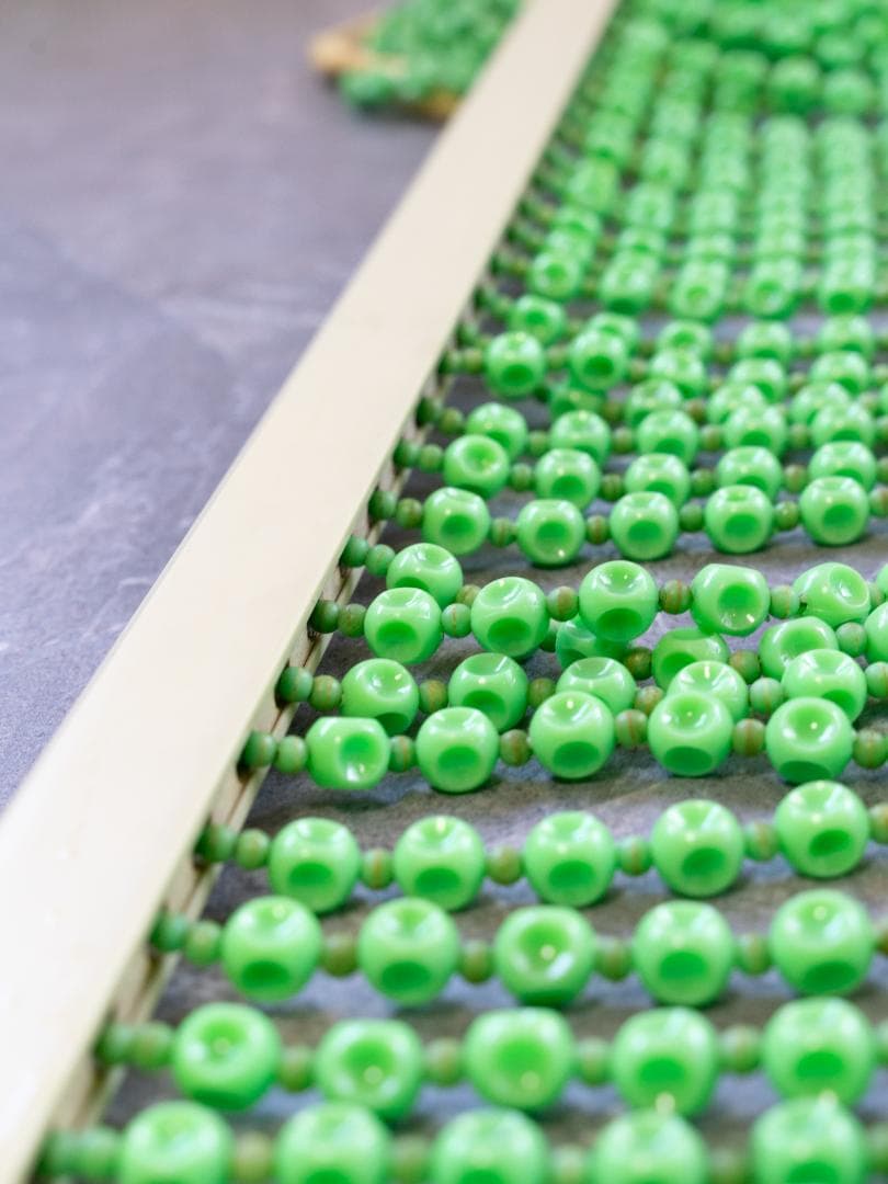 昭和レトロ ポップ 珠暖簾 のれん ビーズカーテン グリーン