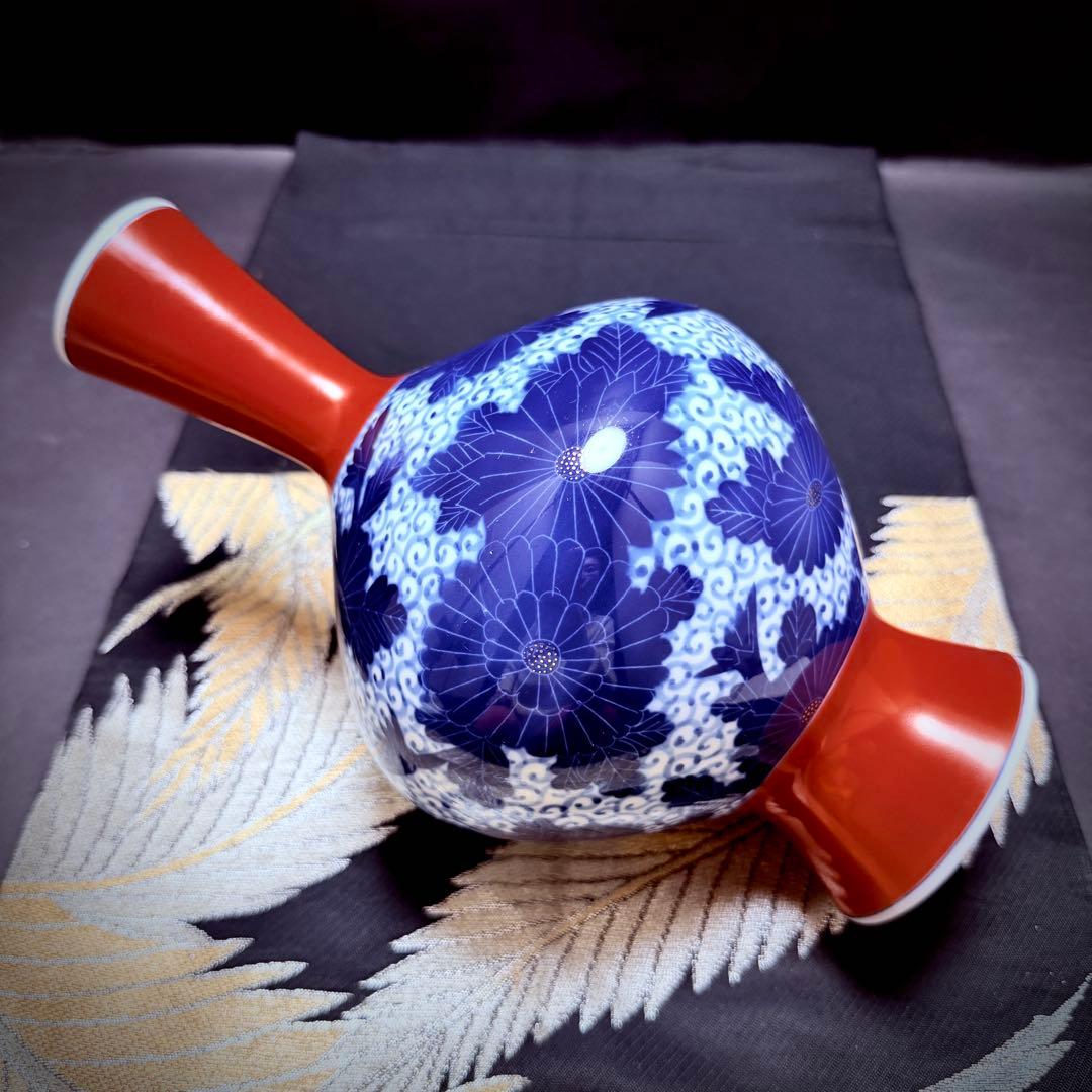 有田焼　香蘭社　オールド　朱　染付　花瓶