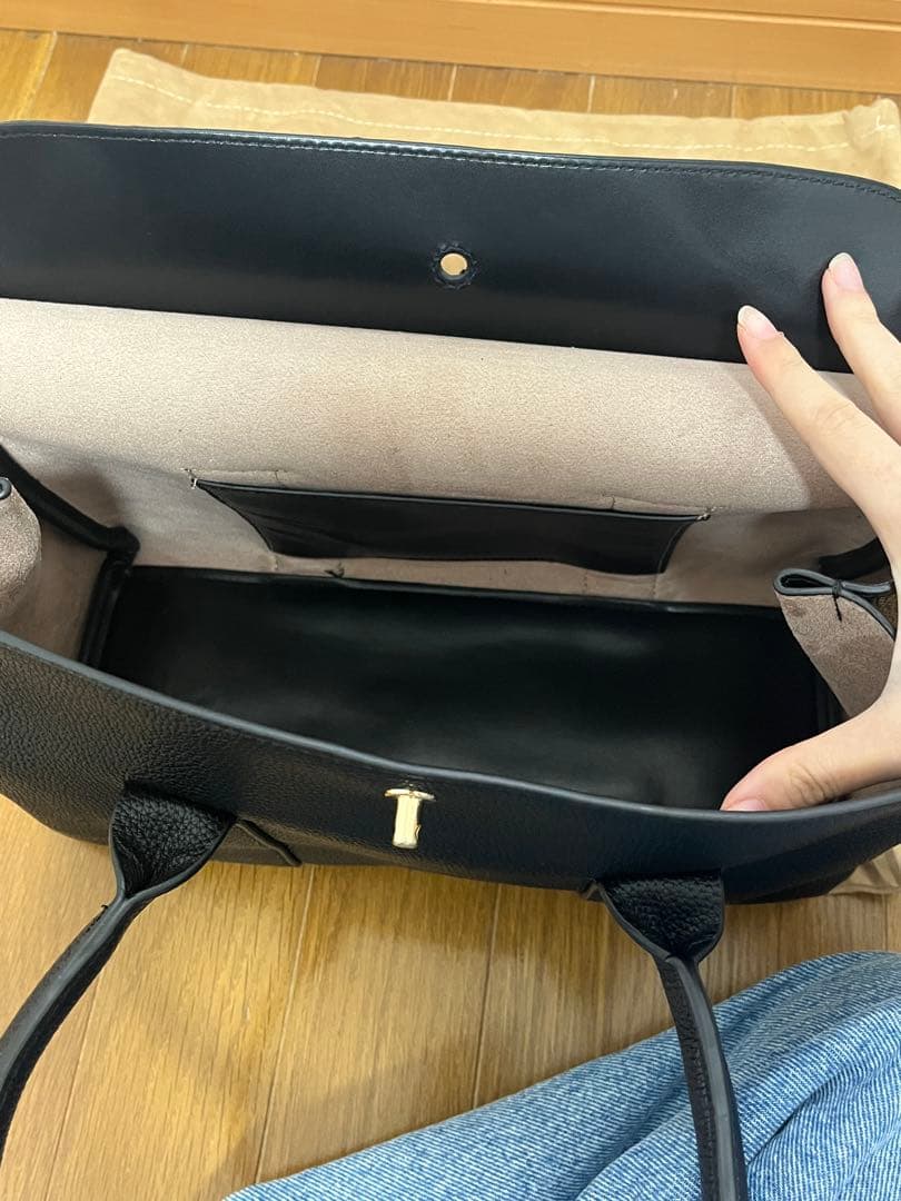 ブラック　トートバッグ　ロロピアーナ ルームバッグ ハンドバッグ ポーチ