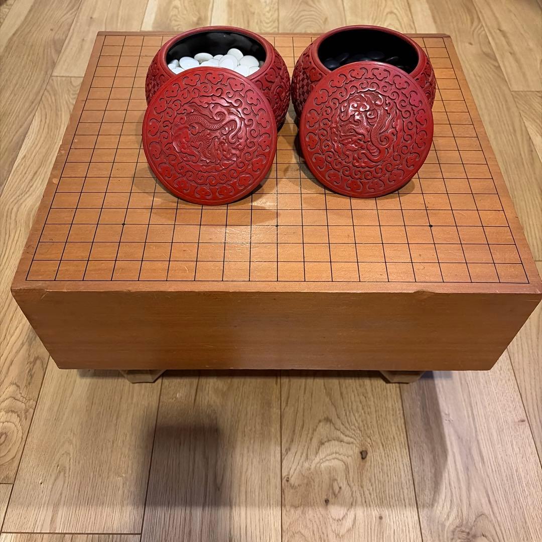 囲碁 碁石・碁笥・基盤セット 脚付　へそ有