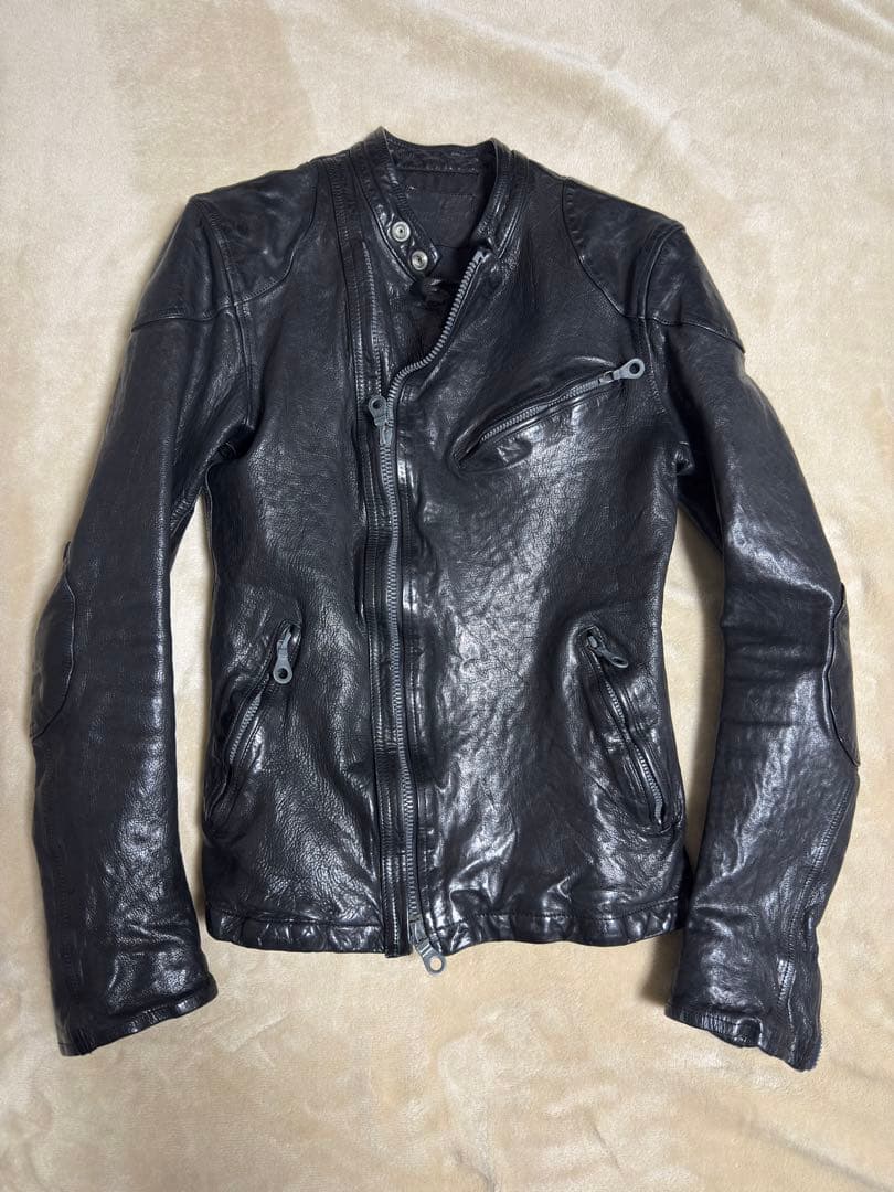 傑作 BACKLASH ドイツカーフ セミダブルライダースジャケット