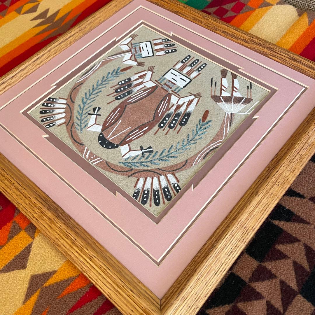 ネイティブアメリカン　ナバホ族サンドペイント砂絵USAヴィンテージnavajo