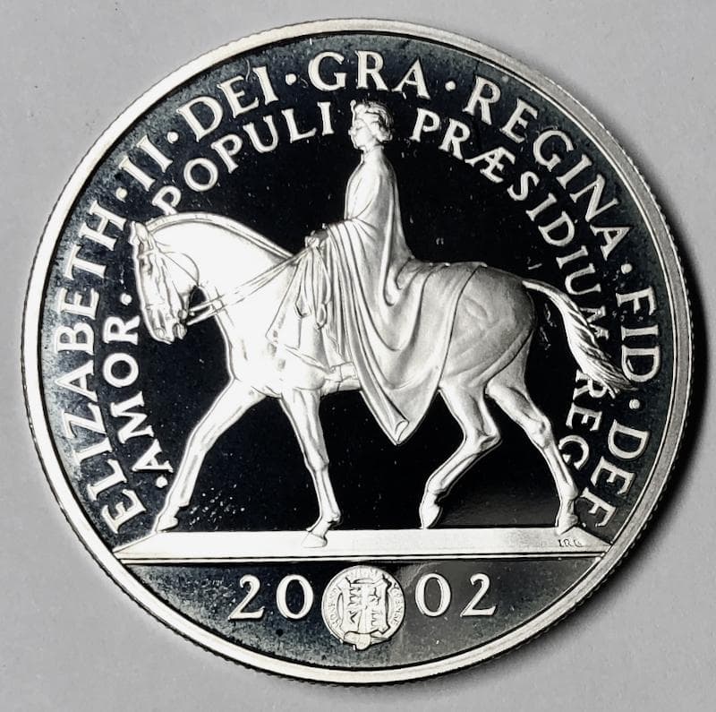 イギリス2002年エリザベス2世ゴールデンジュビリー5ポンド銀貨
