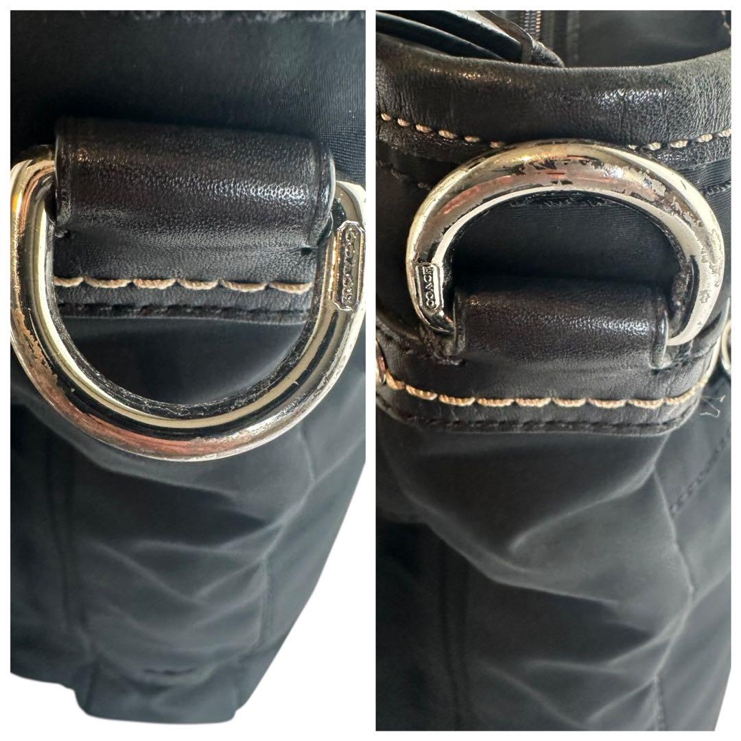 大容量　コーチ　2way ビジネスバッグ　ナイロン　レザー　ブラック