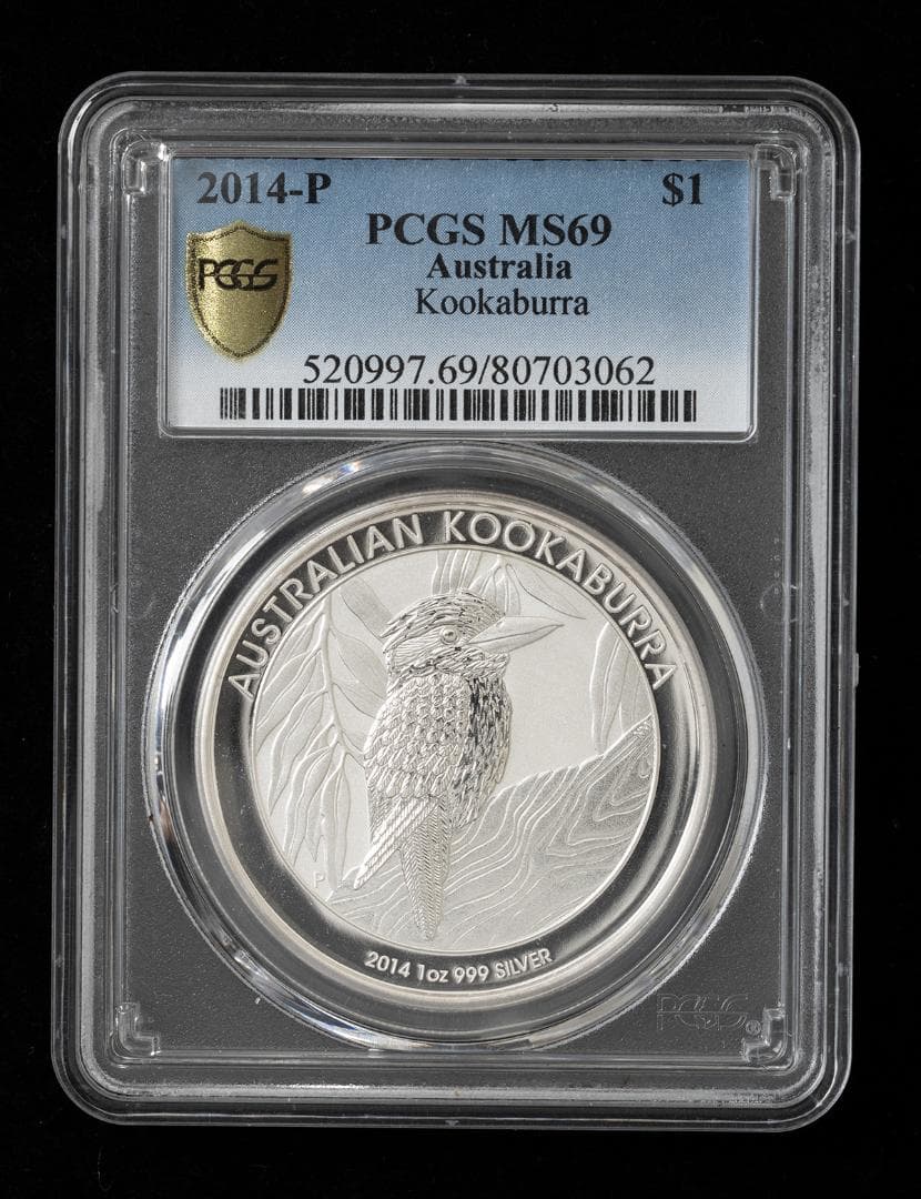 準最高鑑定 PCGS MS69 オーストラリア ワライカワセミ 銀貨 2014