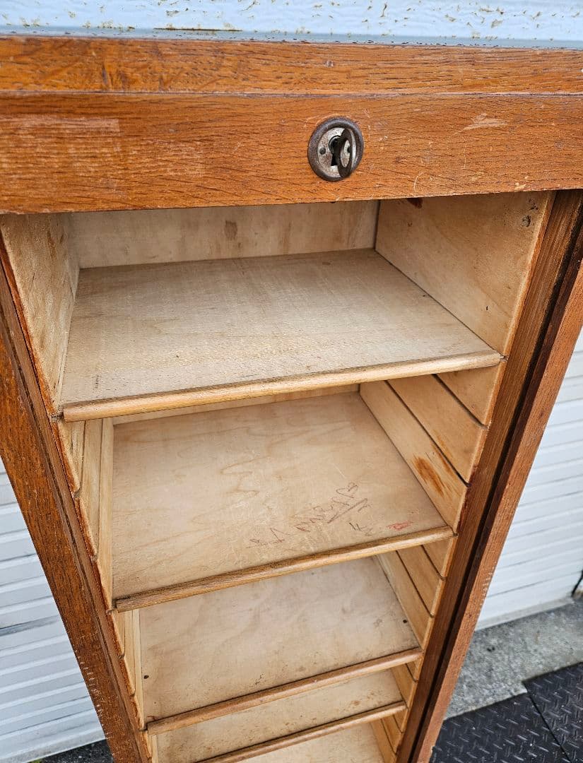 フランスアンティーク 蛇腹のファイルキャビネット 木製 飾り棚 下駄箱