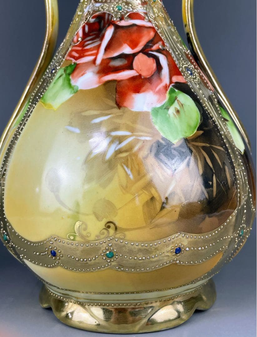 大型】オールドノリタケ 30cm アールヌーボー 薔薇紋 ジュエル金盛り