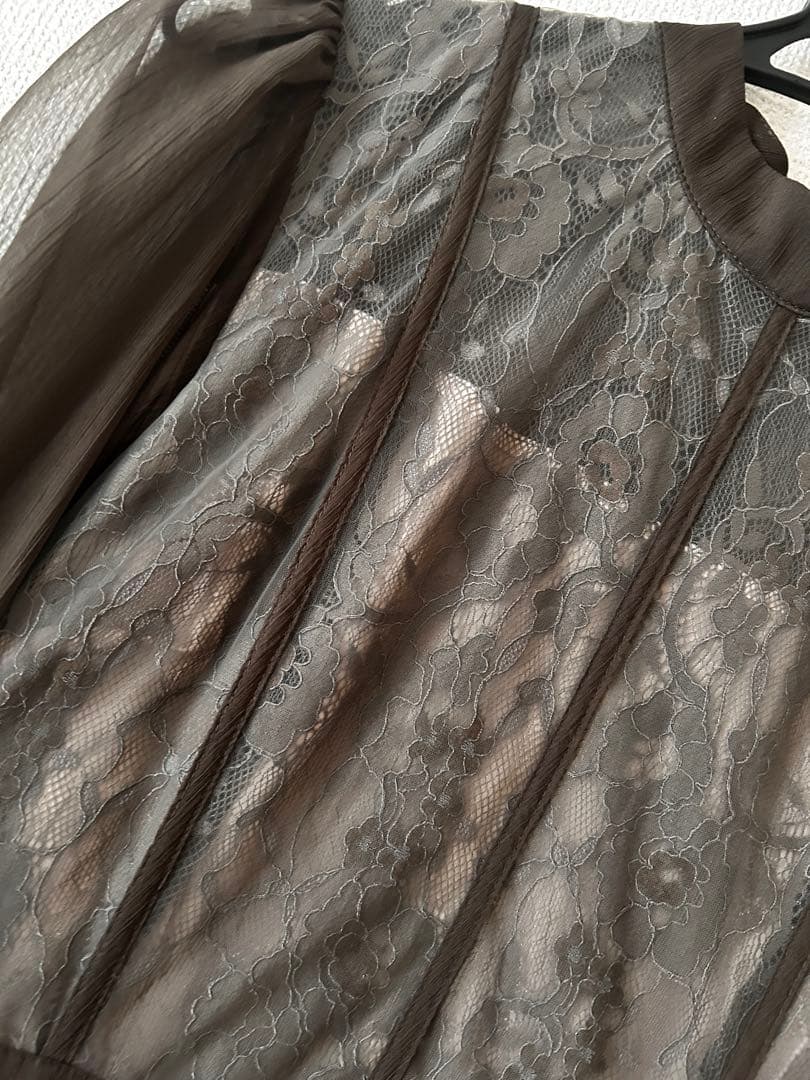 LEJA ハイウエストチュールレースAラインワンピースドレス Mサイズ