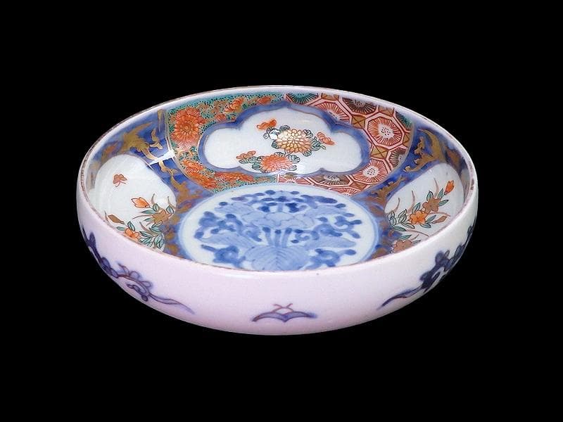 古伊万里 色絵 窓絵 菊に桔梗の図 膾皿 5客 C001AS-CWa