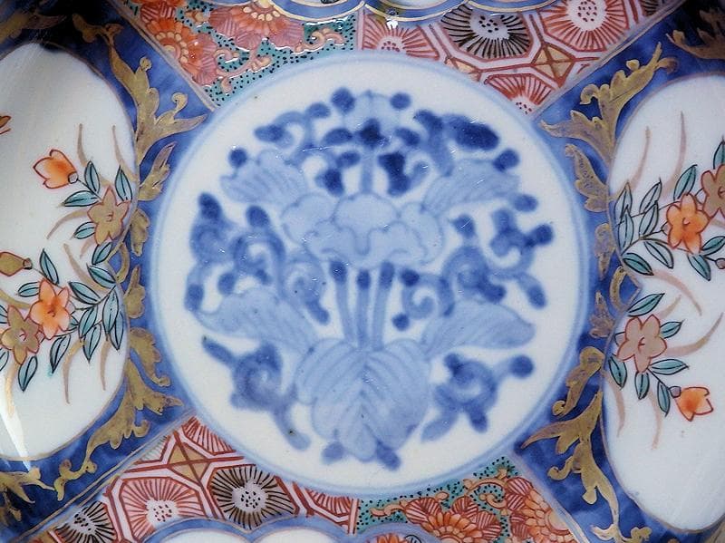 古伊万里 色絵 窓絵 菊に桔梗の図 膾皿 5客 C001AS-CWa