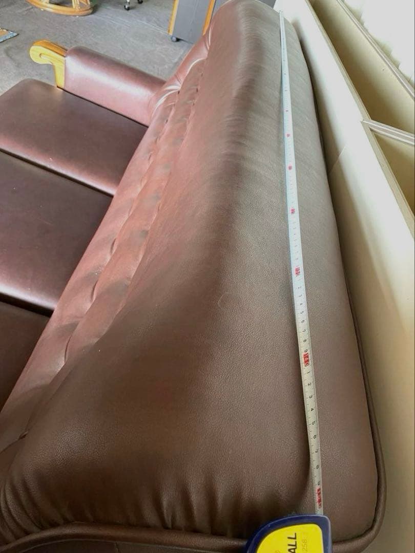 昭和レトロ　合成皮革ソファ3人掛け　ビンテージ