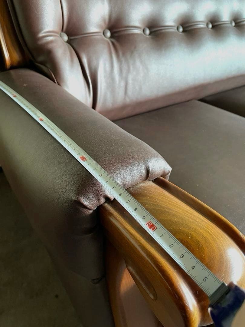 昭和レトロ　合成皮革ソファ3人掛け　ビンテージ