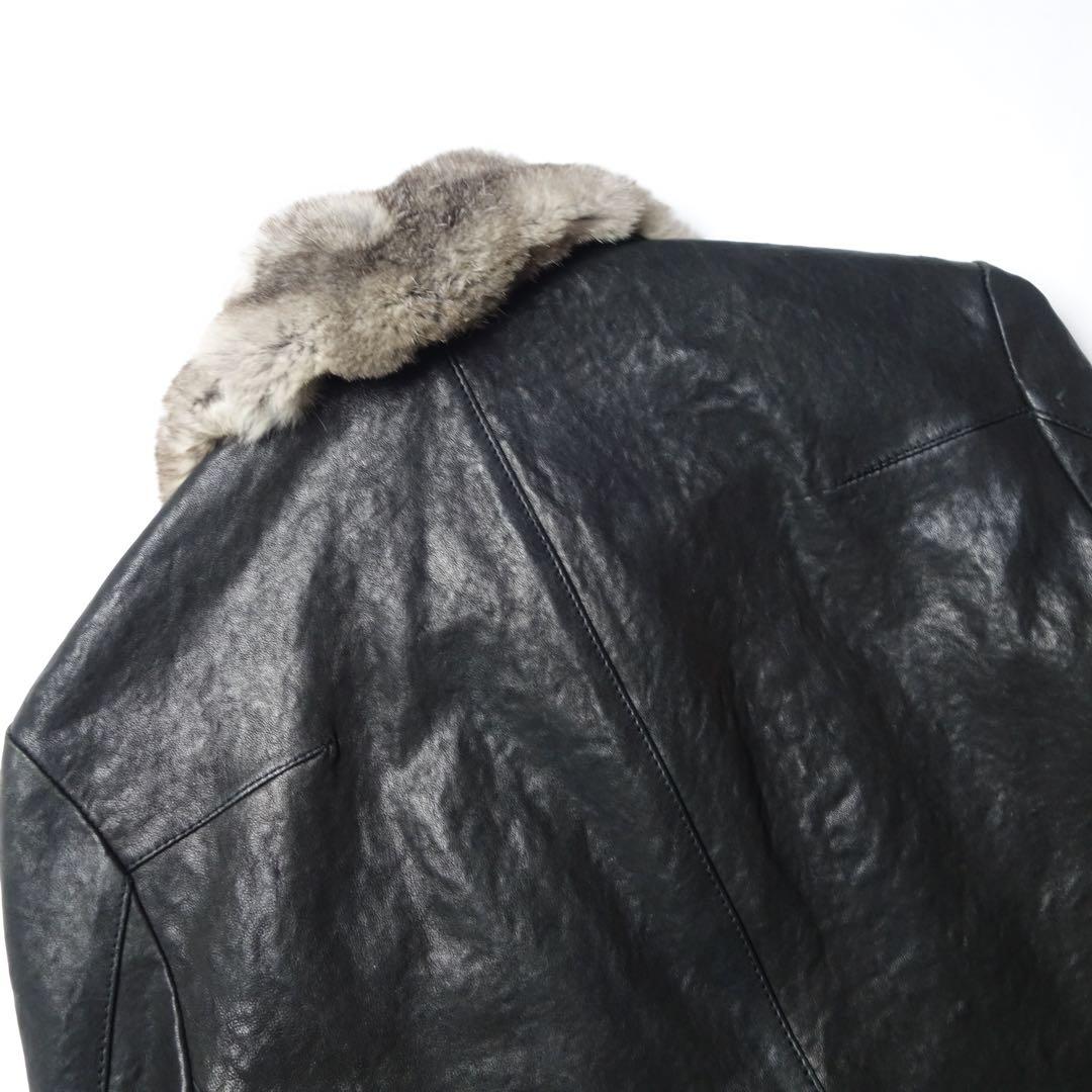 00s COMME CA MEN Fur Leather Riders JKT