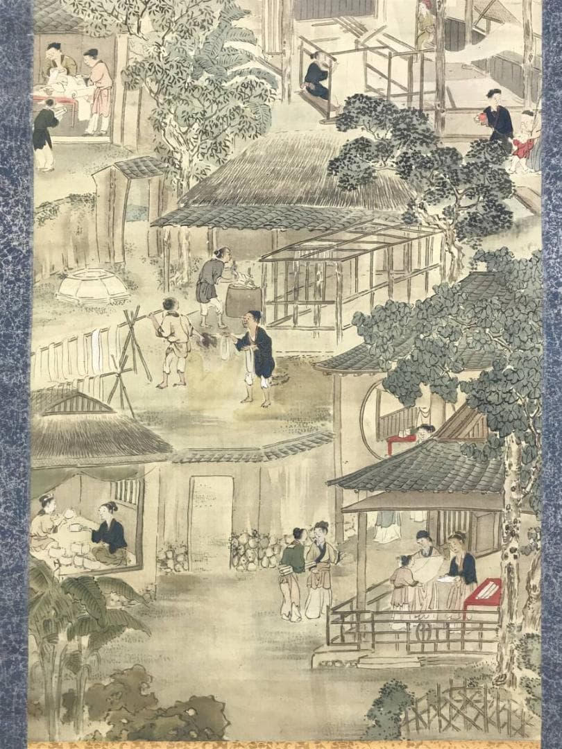 【真作】柴仙渓/機織図/ハタオリ図/掛軸/名家伝来/AD-736