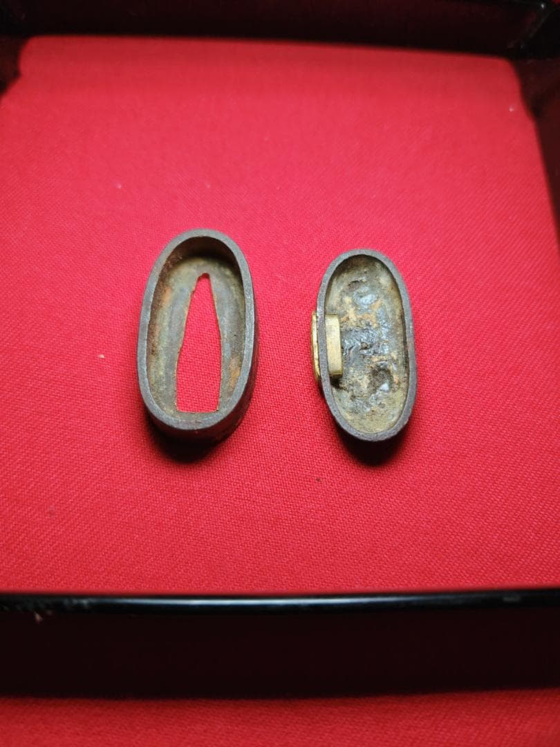 鉄地 雁図 縁頭 金色絵 拵 日本刀 刀装具 骨董 古美術