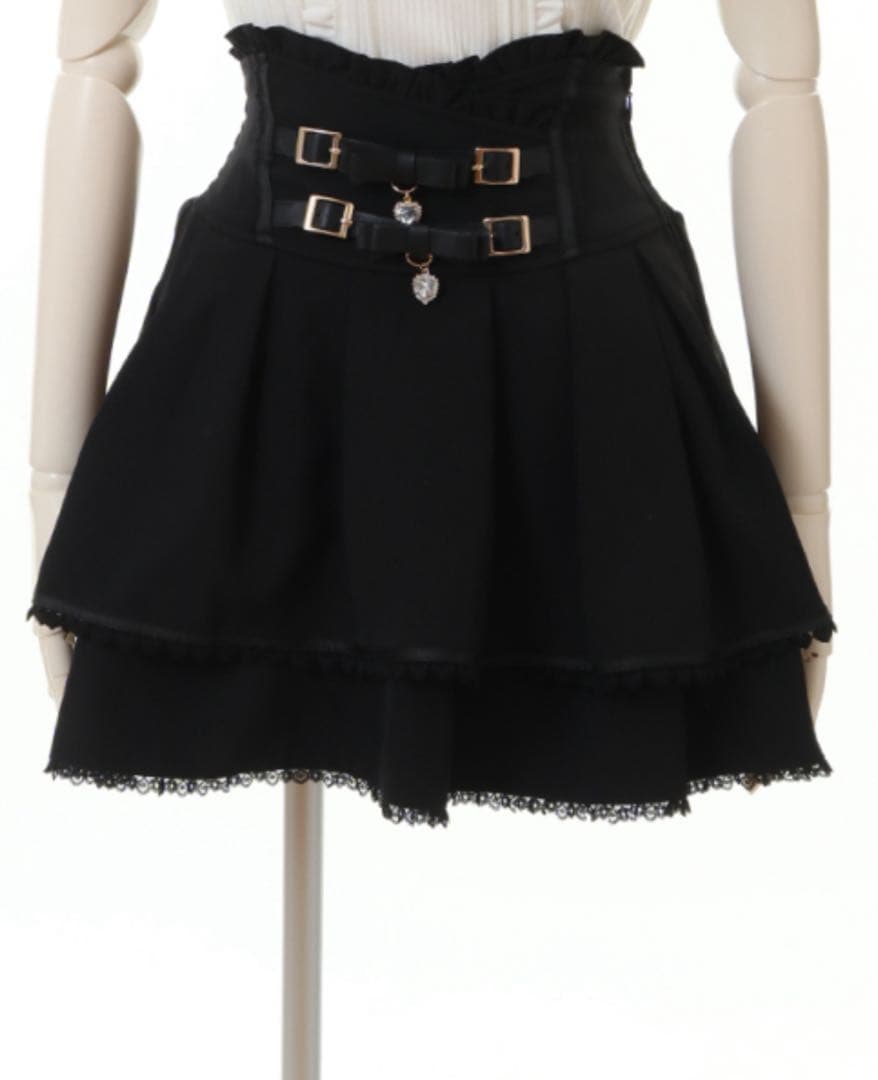 LIZLISA リズリサ　2連リボンベルトスカパン ブラック　黒