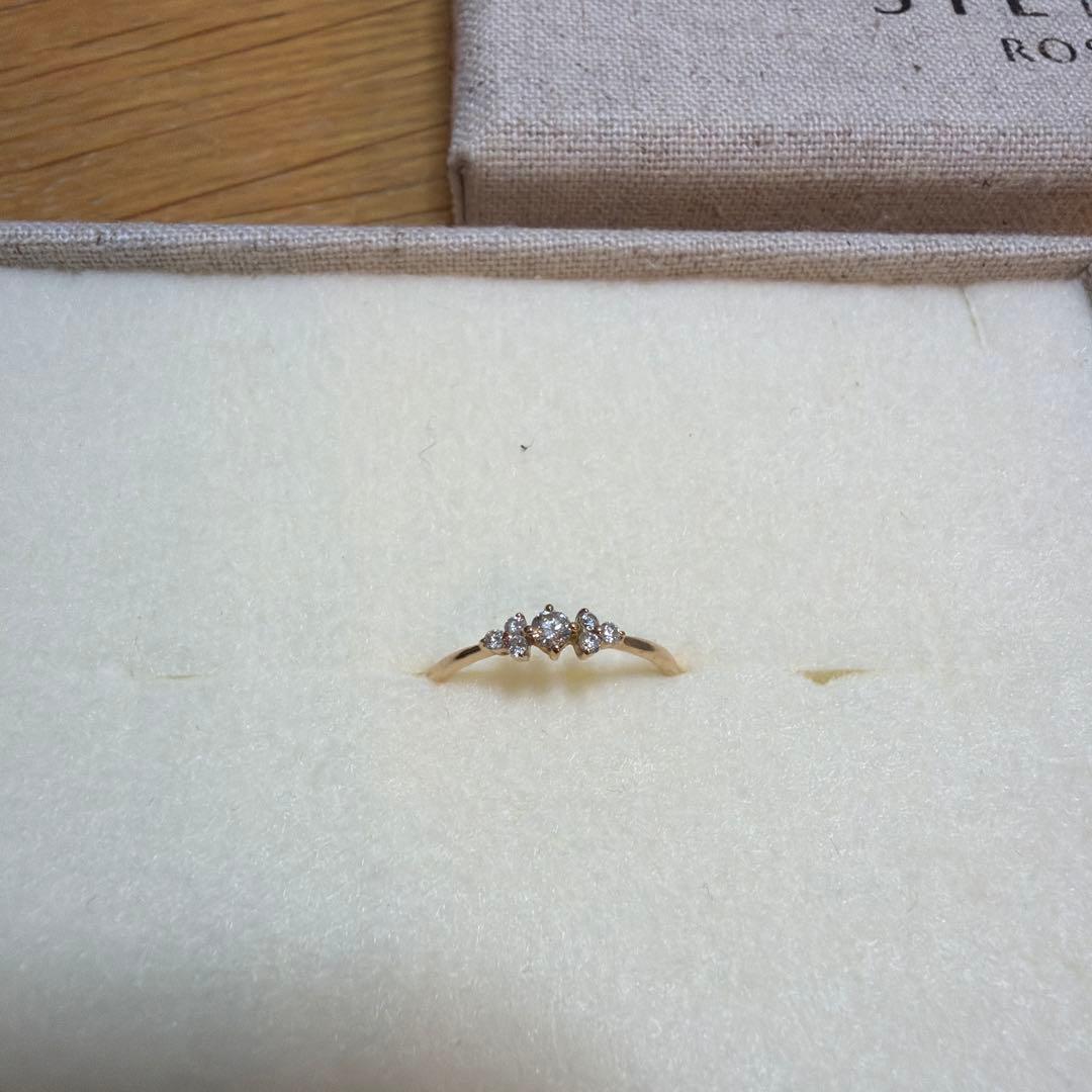 【美品】7号　ローレル7粒リング　シエナロゼ　k10　ダイヤモンド