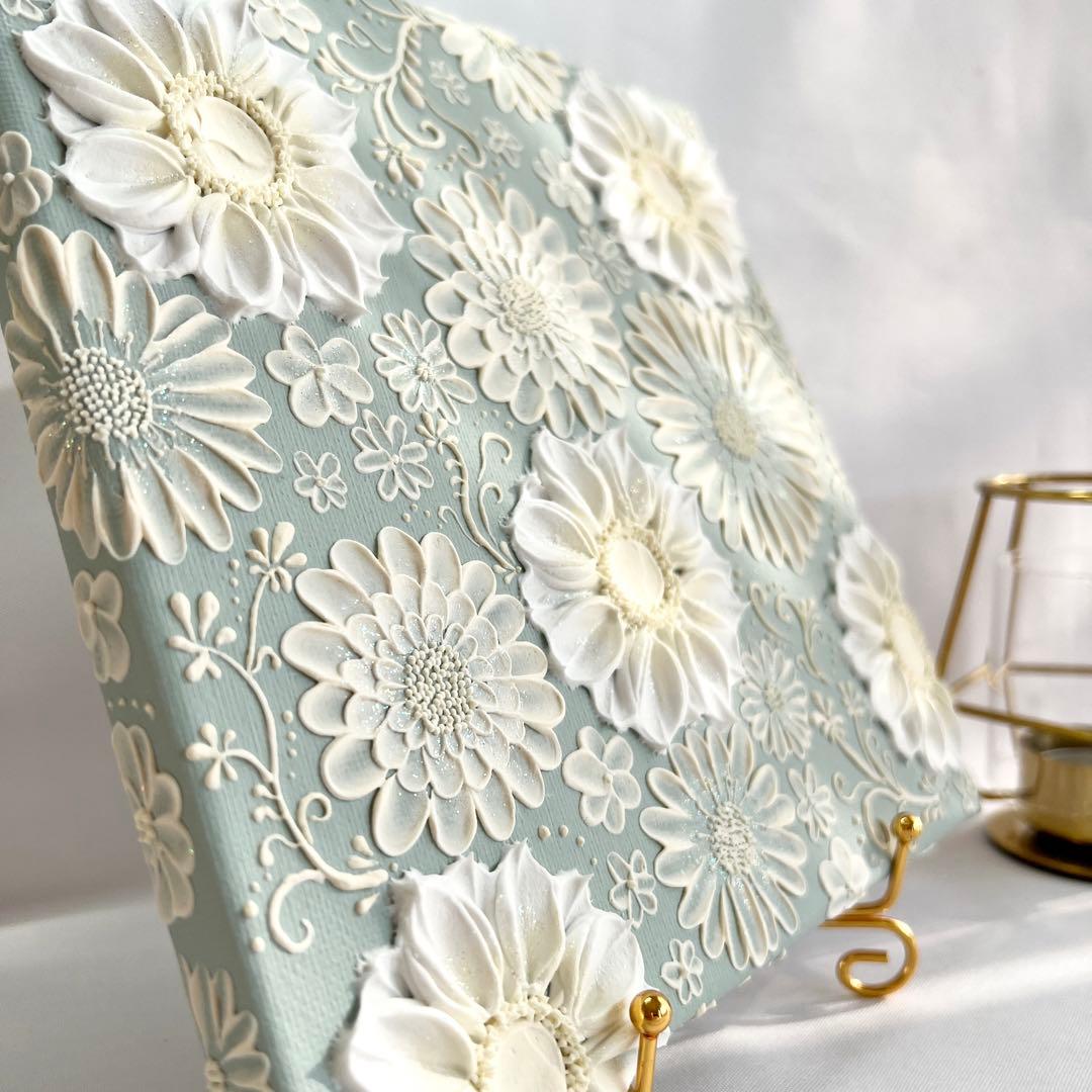 テクスチャーアート　絵画　インテリアアート　花　立体　絵　花の絵　アート　パネル