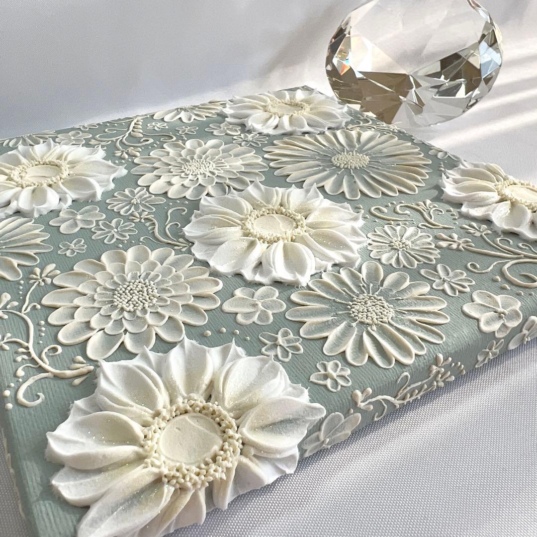 テクスチャーアート　絵画　インテリアアート　花　立体　絵　花の絵　アート　パネル