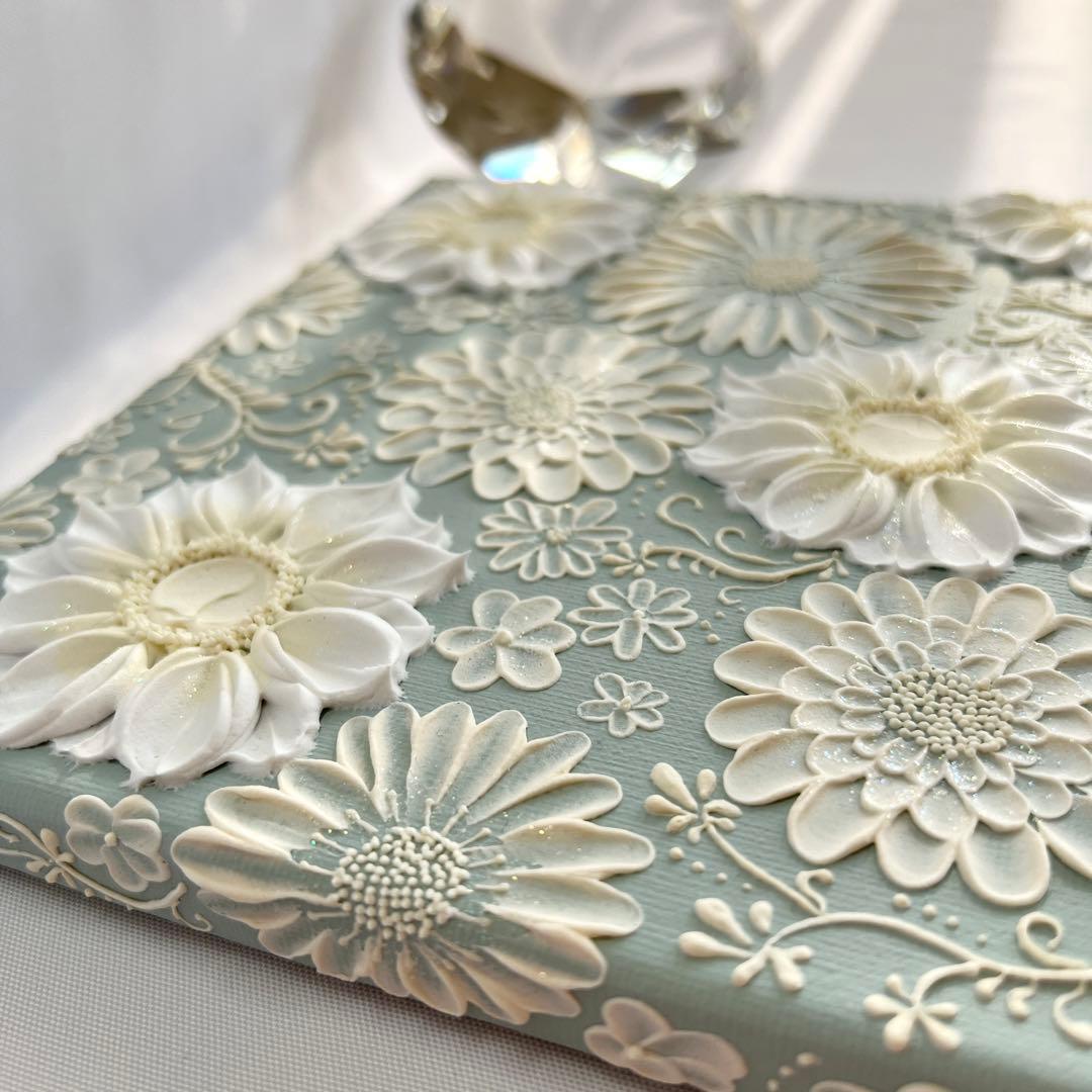 テクスチャーアート　絵画　インテリアアート　花　立体　絵　花の絵　アート　パネル