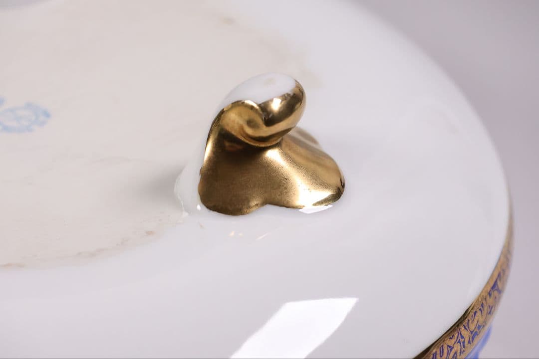 【CM310】オールドノリタケ 風景 白鳥 三足鉢 皿 湖畔 金盛 青 明治