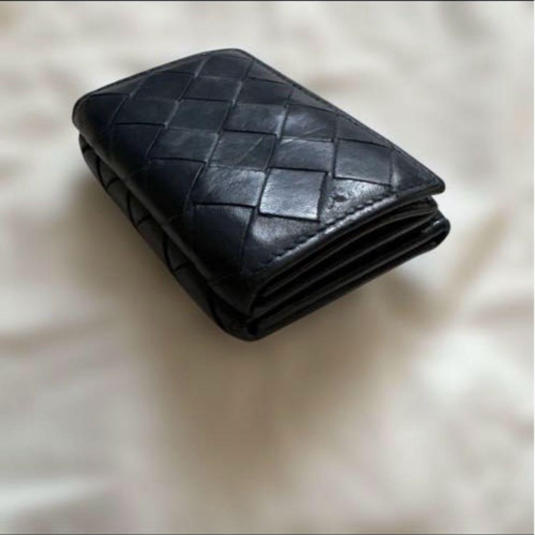 ボッテガヴェネタ イントレチャート 三つ折りウォレット ネイビー ブラウン