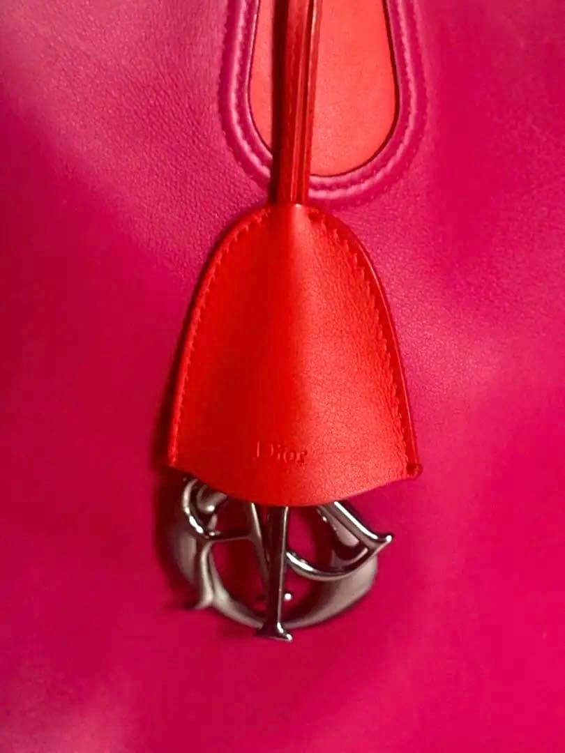 5*m様 Dior ピンク オレンジ バイカラー ハンドバッグ 美品 チャーム
