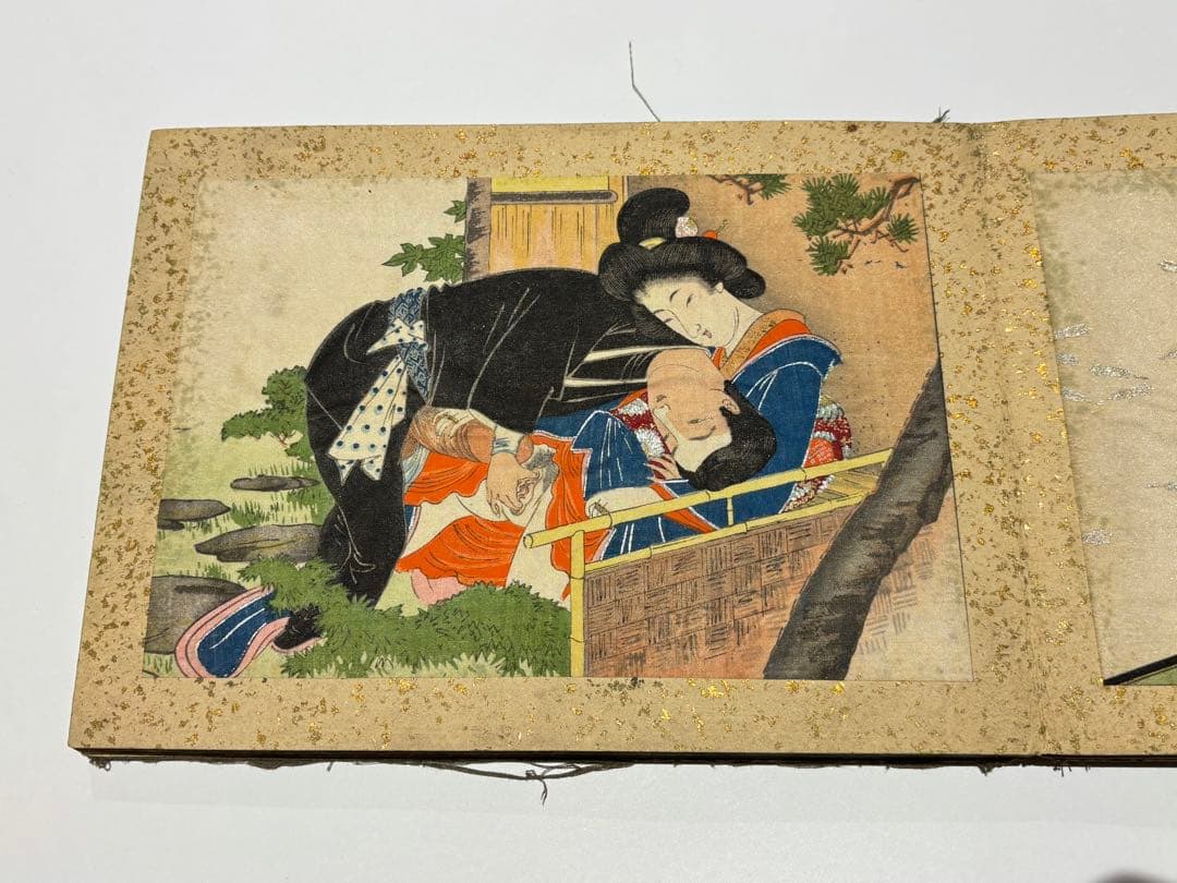 明治、大正期頃 石版画 春画帖」雲母刷 12枚1帖|艶