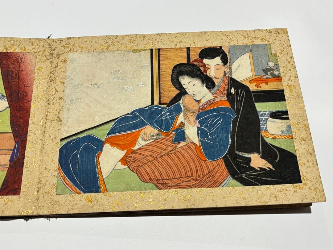 明治、大正期頃 石版画 春画帖」雲母刷 12枚1帖|艶