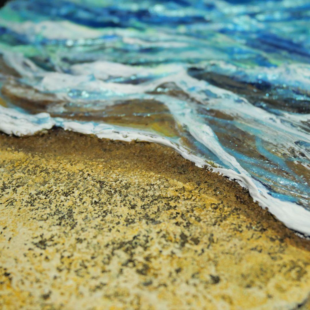 油絵 油彩 油彩画 絵画 絵 変形キャンバス【砂浜の波】