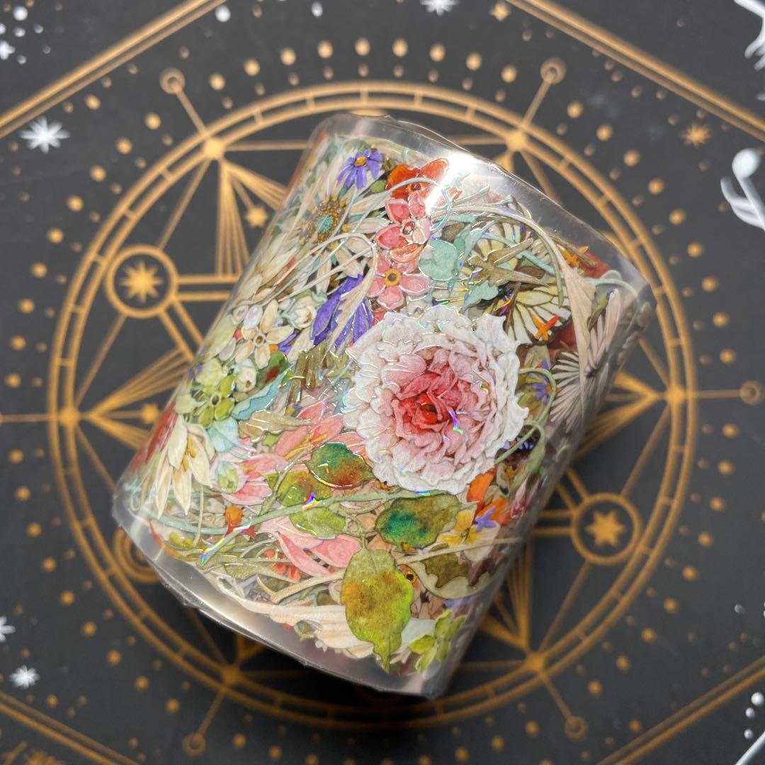 【9411】海外　マステ　3/5/巻　貝殻光マスキングテープ　お花系