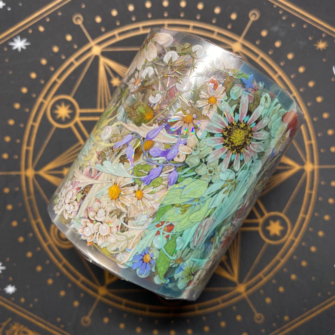 【9411】海外　マステ　3/5/巻　貝殻光マスキングテープ　お花系