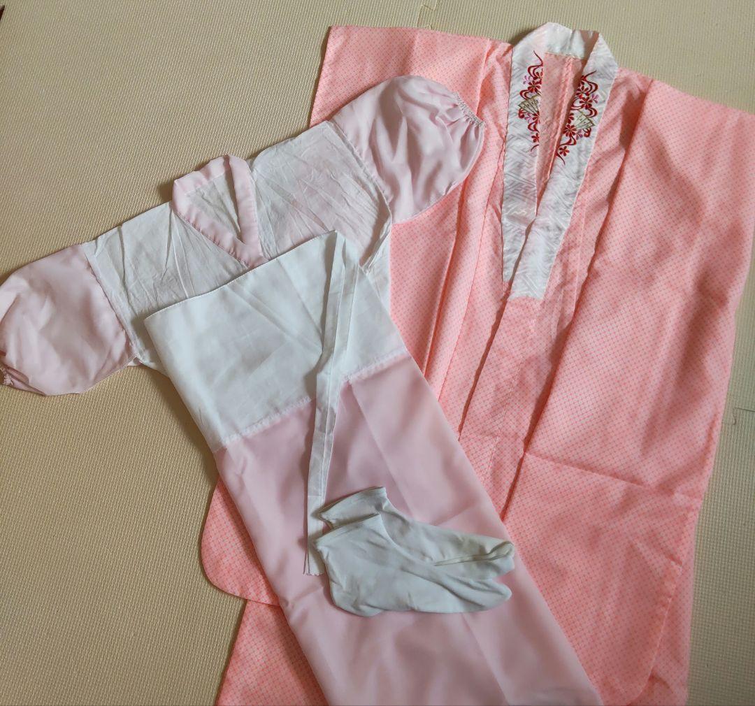 七五三　7歳女の子　黄•赤色着物　作り帯　その他フルセット