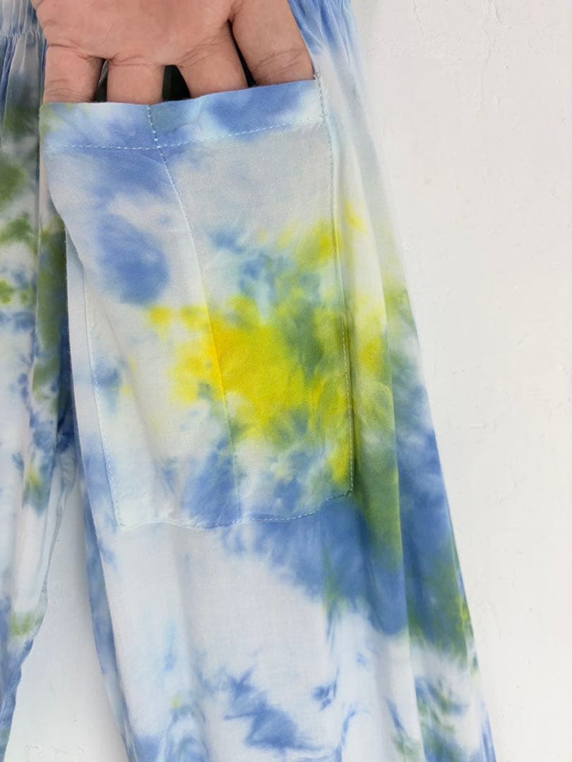 【一点もの】サルエルパンツ　ハンドメイド染め　曼荼羅　パープル