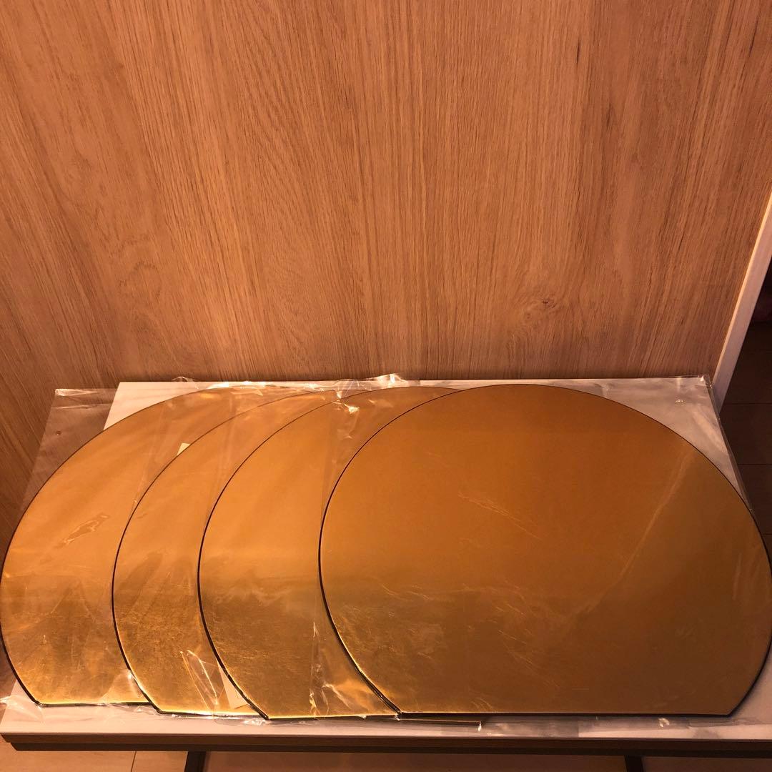 お盆　トレー　漆器 半月プレースマット L ゴールド(洋金箔) プレート　膳