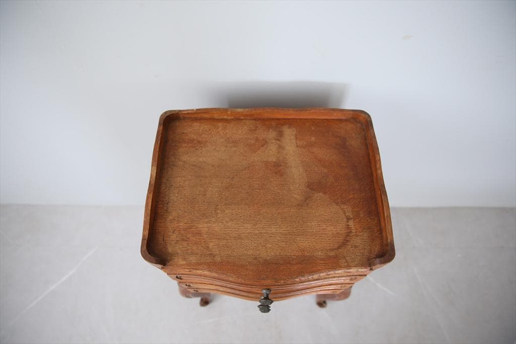 フランスアンティーク猫脚ナイトテーブル/木製キャビネット机飾り棚(82