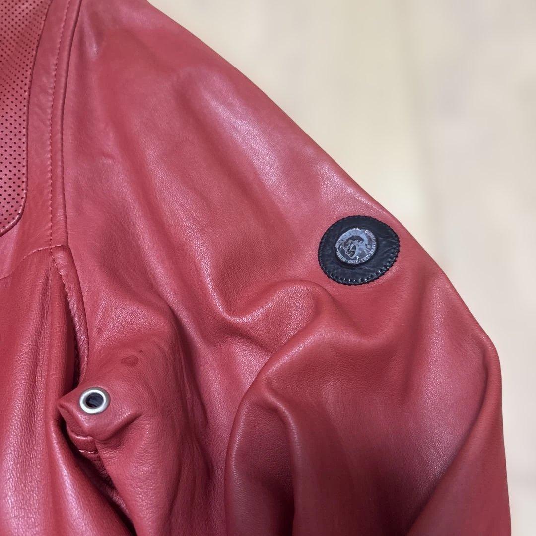 K*E様 ディーゼル diesel 赤 レザージャケット シングルライダース リ