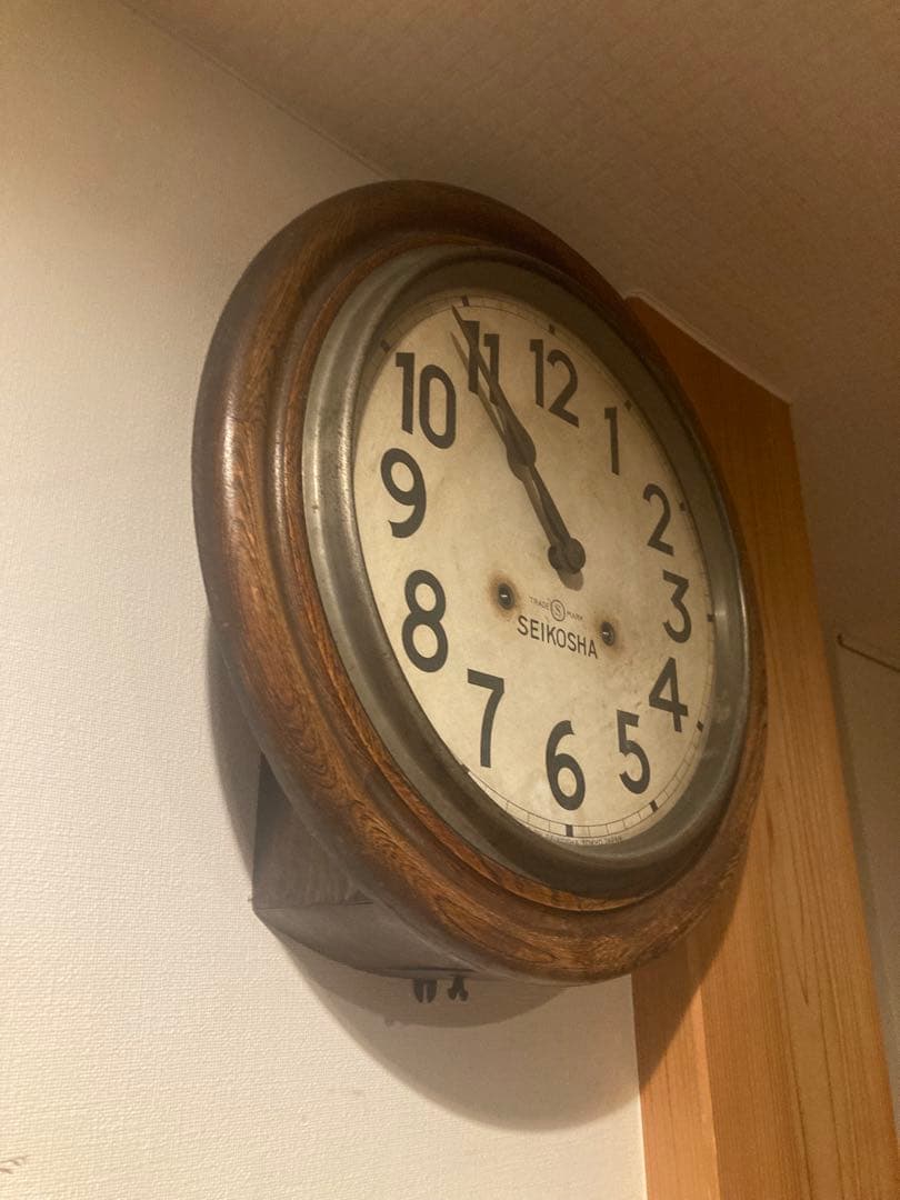 昭和レトロ SEIKOSHAゼンマイ式振り子時計 丸型　稼働品②