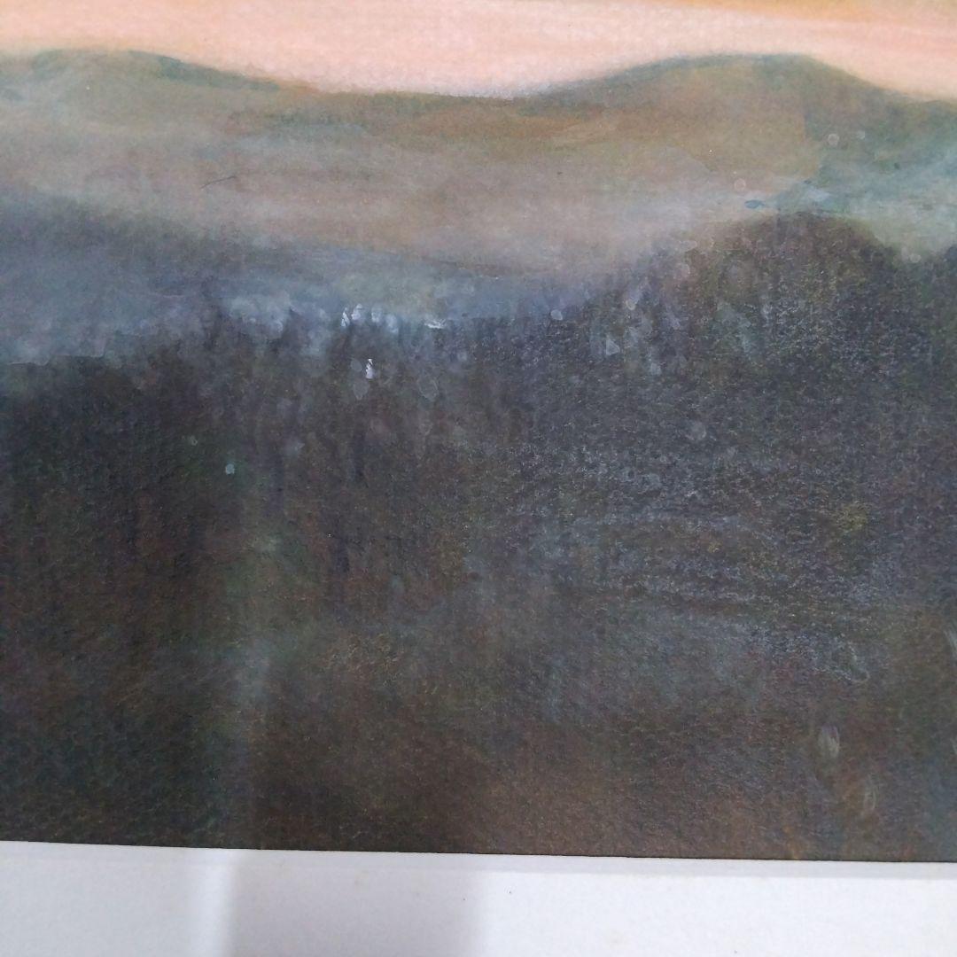 貴志川のレアな夕焼け、額縁ガラス入り６号保田三友紀の古典画水彩