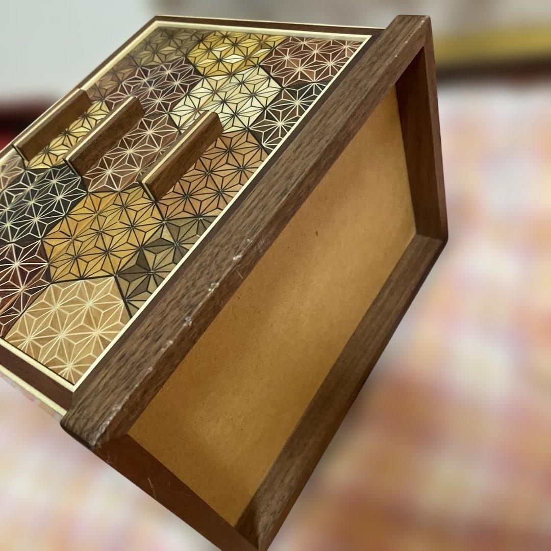 三ッ引き出し 亀甲 箱根寄木細工 木製 工芸 引き出し 三段 - メルカリ