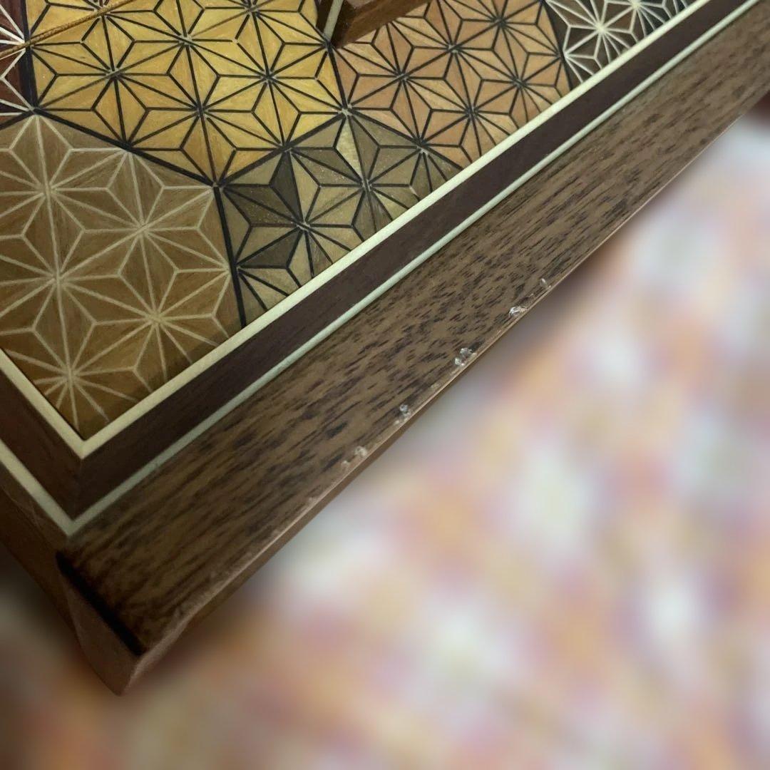 三ッ引き出し 亀甲 箱根寄木細工 木製 工芸 引き出し 三段 - メルカリ