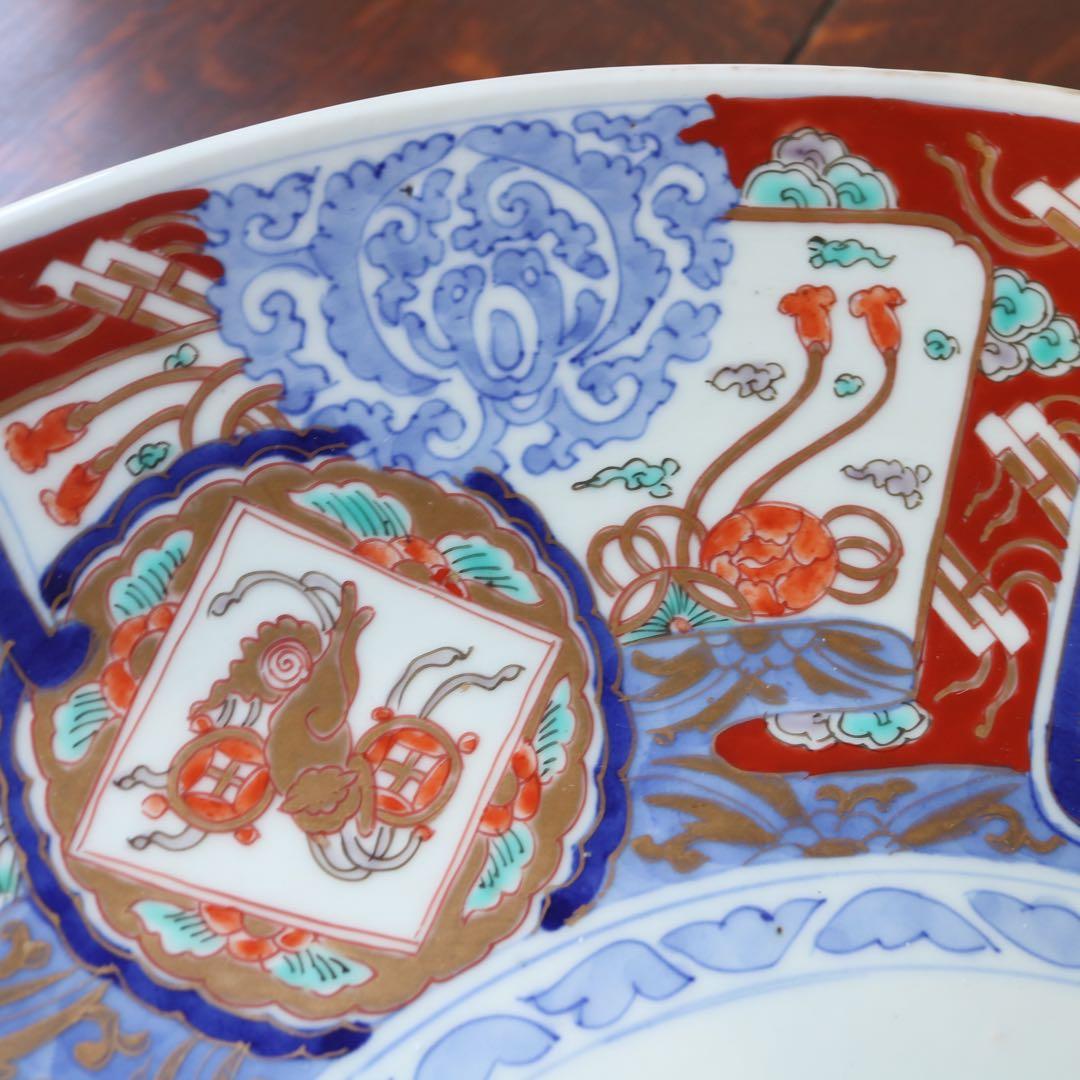 時代 色絵金彩伊万里 葡萄栗鼠図 手毬獅子 大皿 色絵 飾り皿 直径41㎝