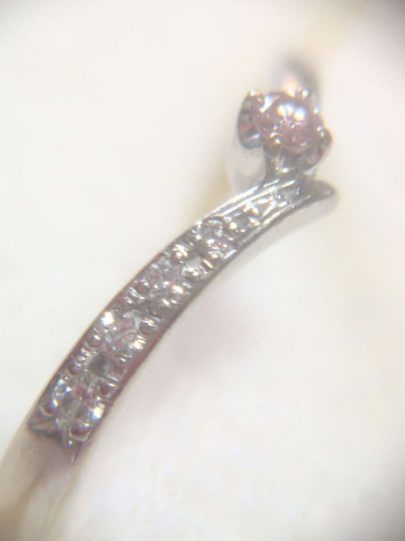 4℃　K18wgエレガントなピンクダイヤモンドリング