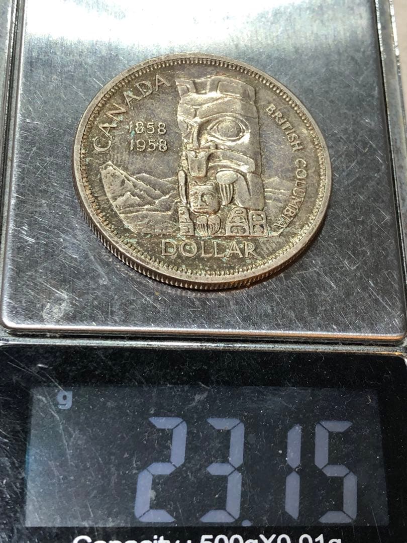 N4280【カナダ・銀貨】1958年1ドル 外貨 硬貨 古銭 コイン 銀貨