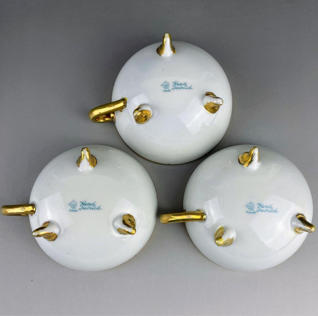 【希少】オールドノリタケ フライングスワン 脚付きティーカップ ソーサー 3客