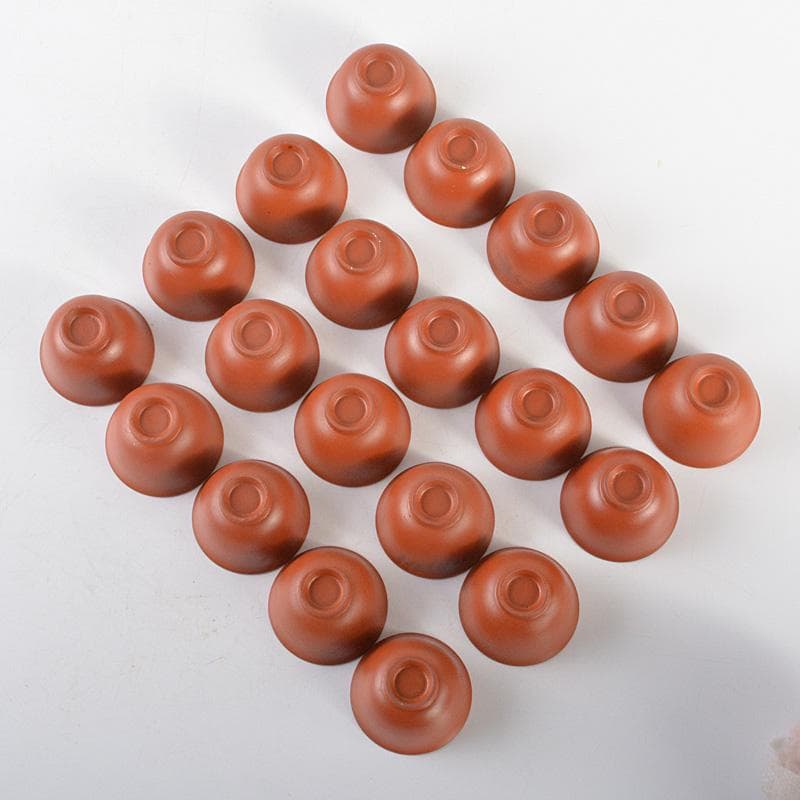 煎茶道具　紫砂　朱泥　内白釉　煎茶碗　20客まとめて　N　6332