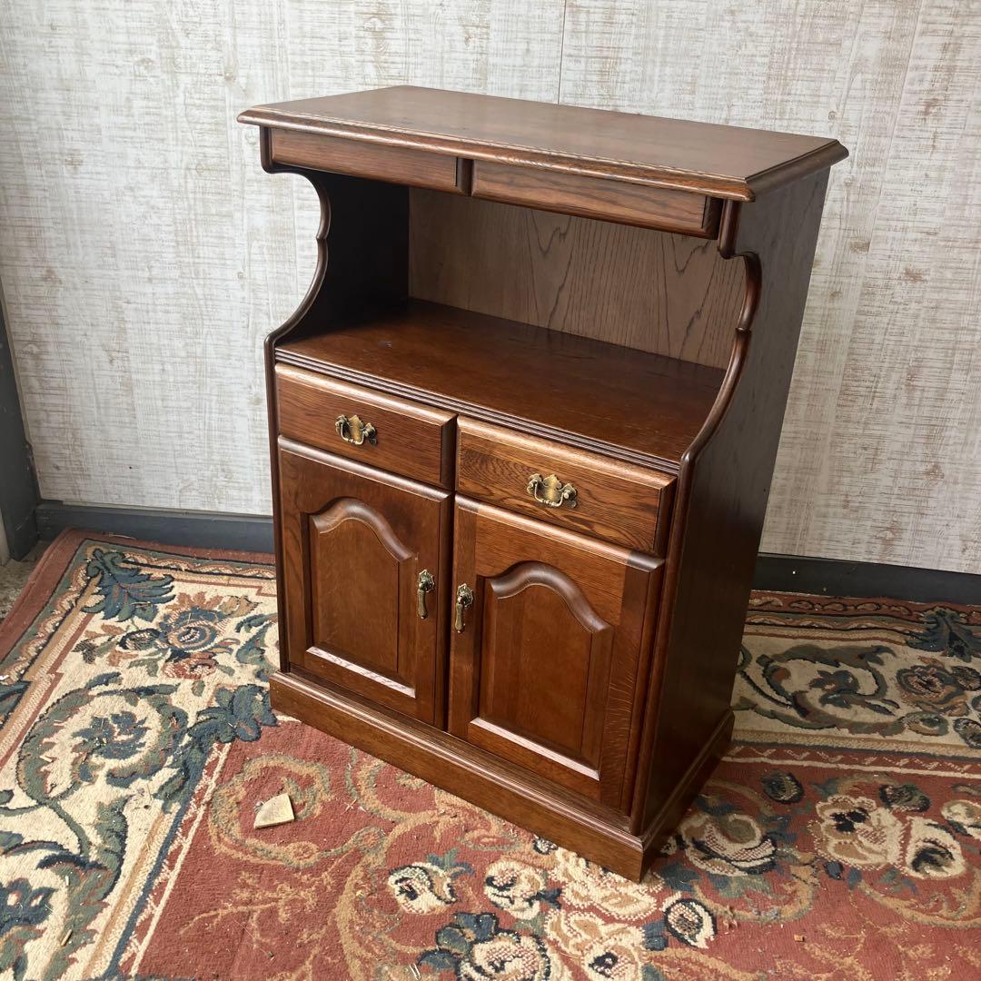 昭和レトロ 木製コンソールテーブル コールキャビネット 電話台 花台