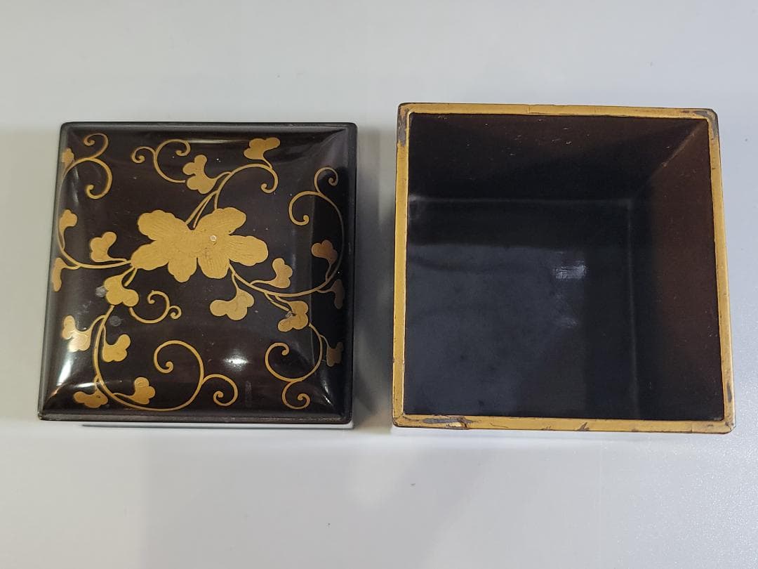 古美術 纏枝蓮花紋 蒔絵 鏡台 化粧箱付 時代物 DT426